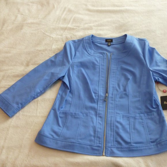 Rafaella Blue Marina Jacket Shirt zip up Top 8 pockets - Picture 5 of 12
